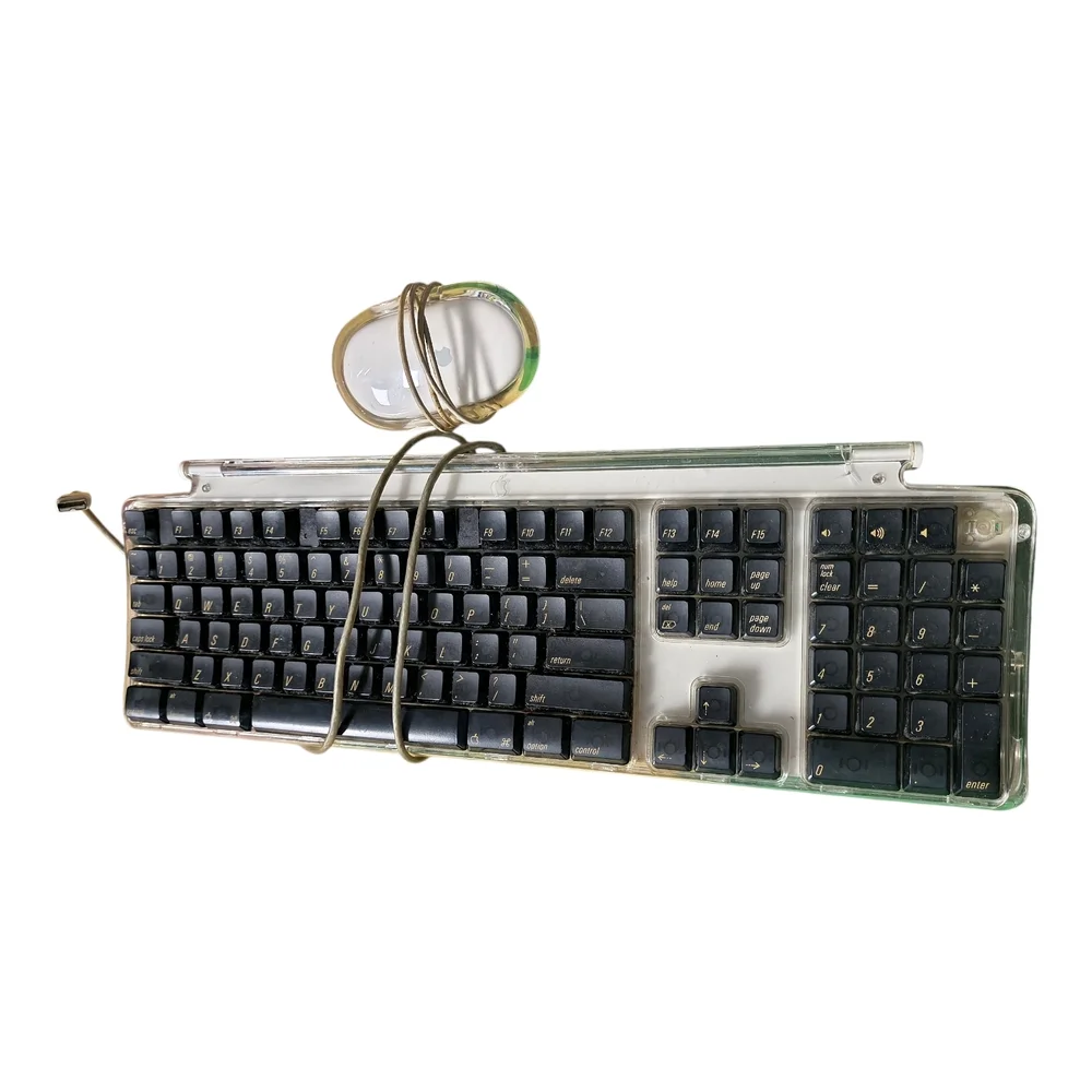 Vintage Apple Pro Black and Clear Wired Keyboard and Mouse M7803